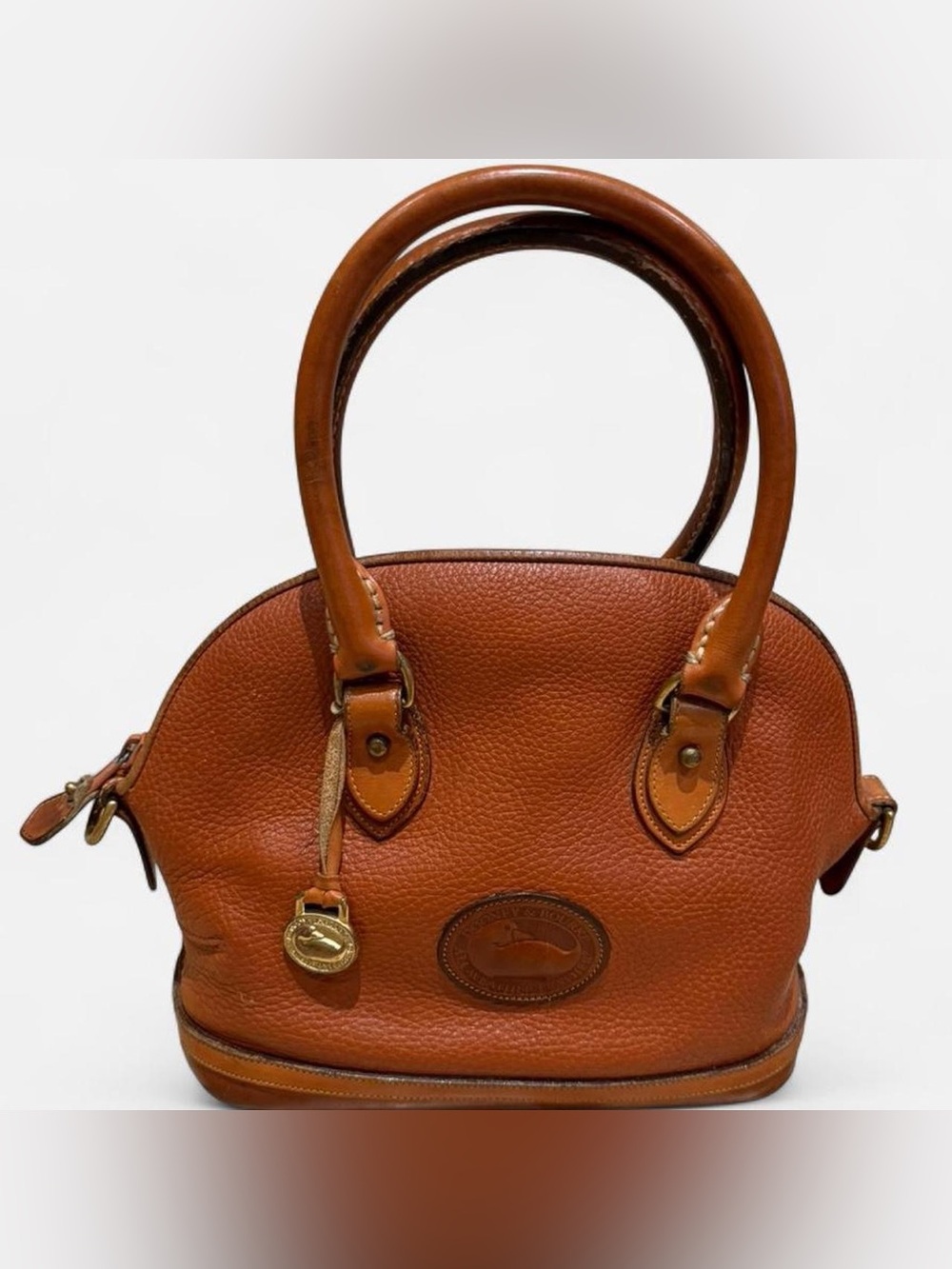 Vintage Dooney & Bourke Pebble Leather Satchel - Cognac Brown